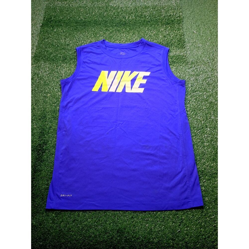 Nike Boys Dri-FIT Logo Muscle Tank Top Royal Blue XL